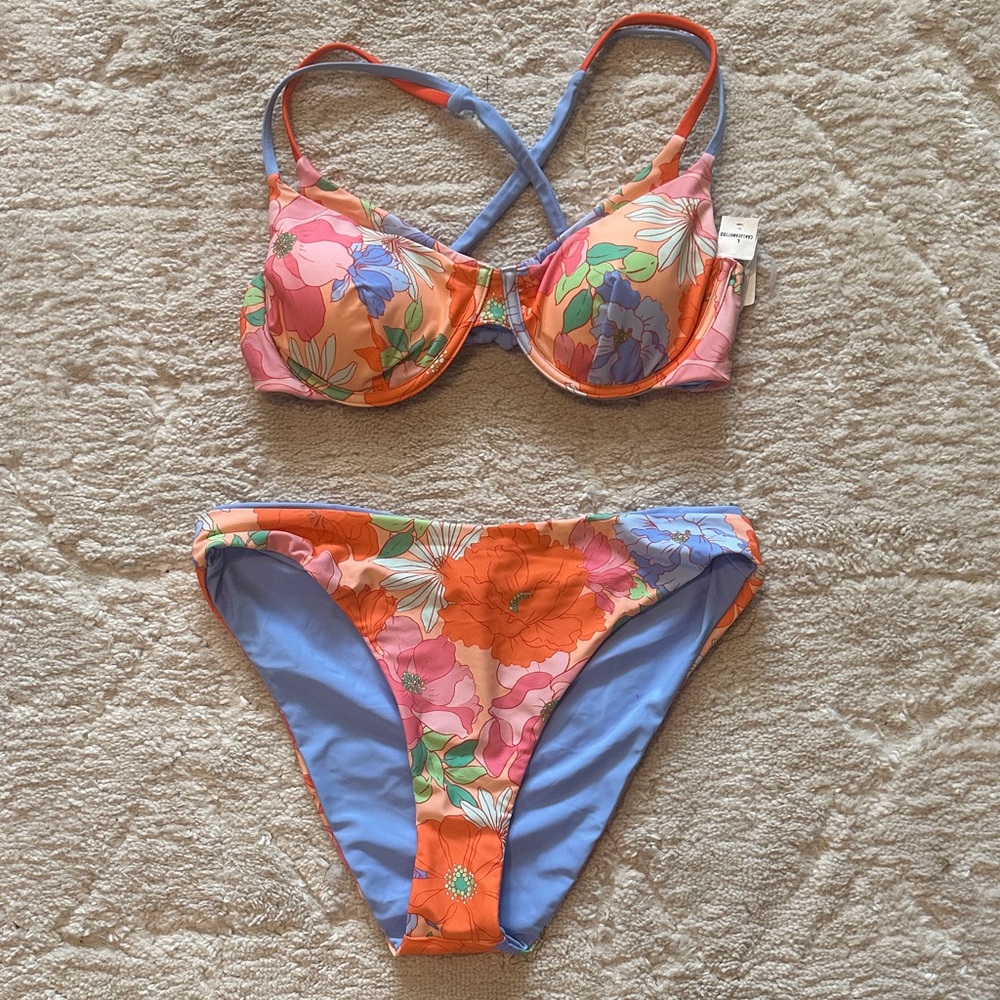 Cupshe Pink and Orange Floral Bikini